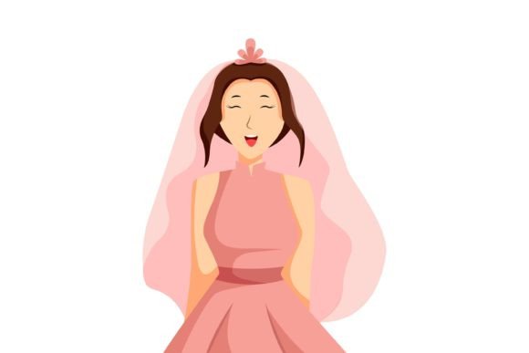 Bring Joyful Moments to Life with the Happy Girl at Wedding Illustration