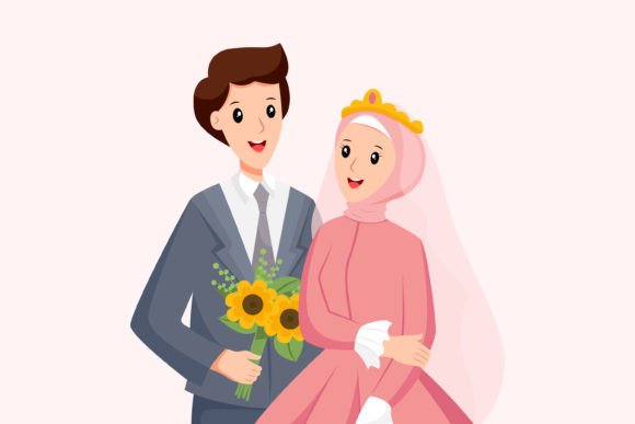 Crafting Visual Harmony with Islamic Wedding Couple Character Design