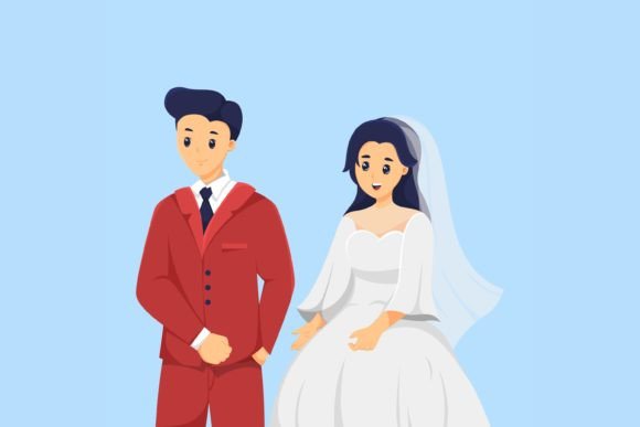 Cute Couple Wedding Character Design: A Playful Asset for Modern Brands