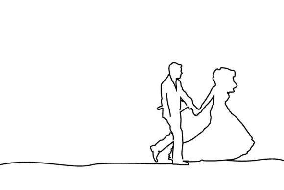 Line Art Wedding Couple Design Vector: A Modern Classic