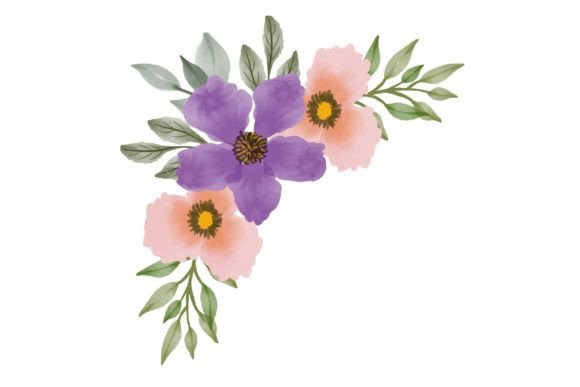 Purple Floral Frame: Elegant Watercolor for Wedding Designs