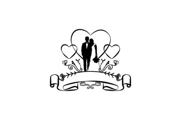 The Elegance of the Wedding Silhouette Couple Banner Ribbon