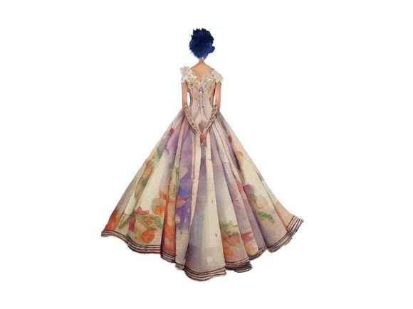 Watercolor Wedding Dress PNG Clipart for Elegant Designs