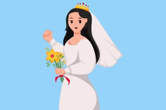 Wedding Dress Girl Design Illustration: Your Go-To Vector Asset